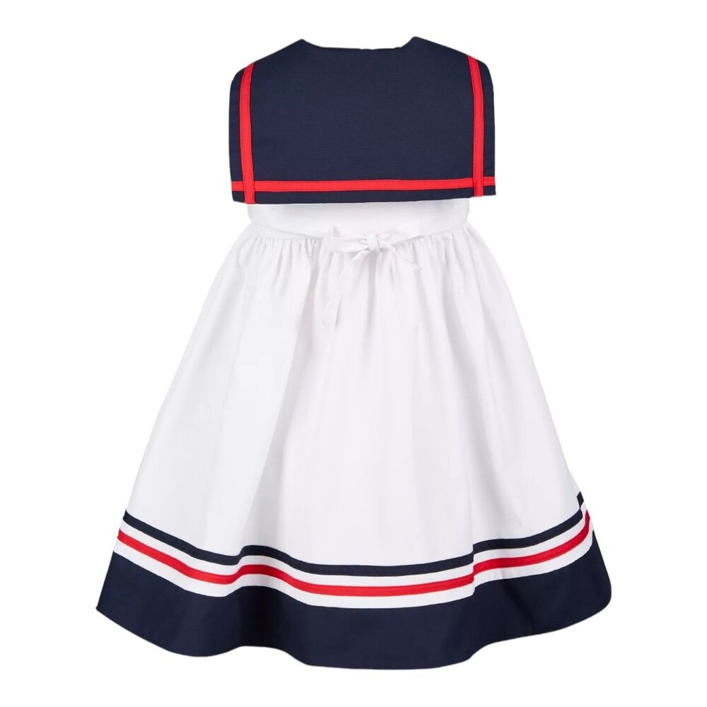 NWT $58 Good Lad 18m Girl Sailors Dress White Poplin Nautical Sailboat Applique - Picture 4 of 15